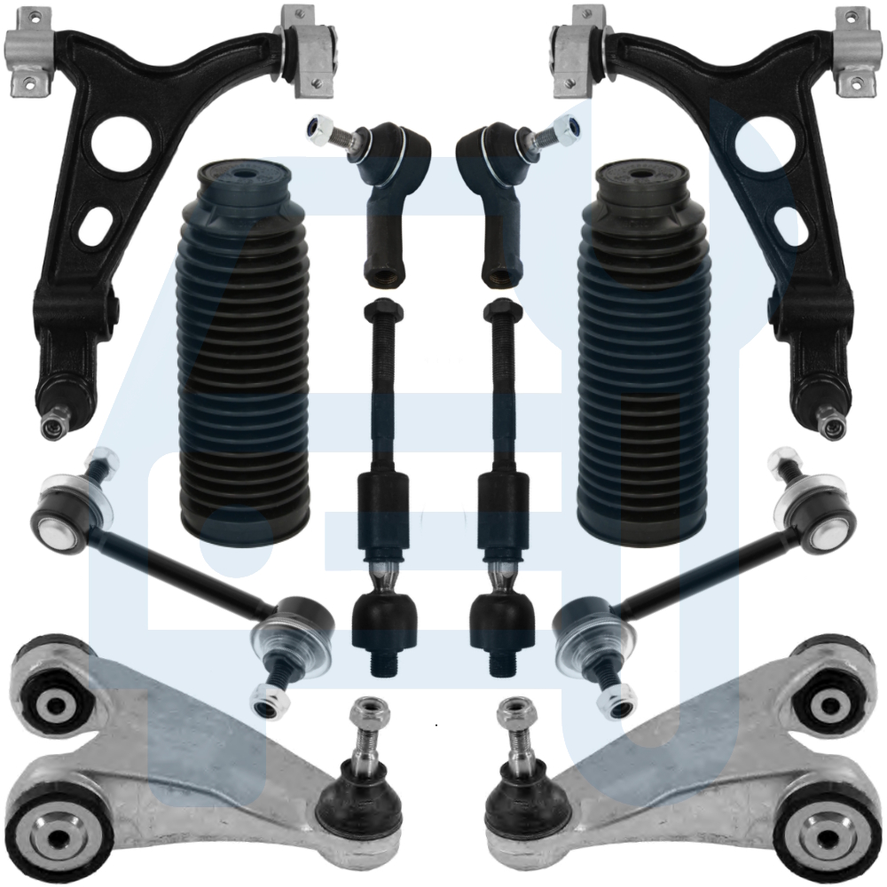 Kit Triangle Bras de Suspension Soufflets Avant 12 Pièces pour Alfa Romeo 147